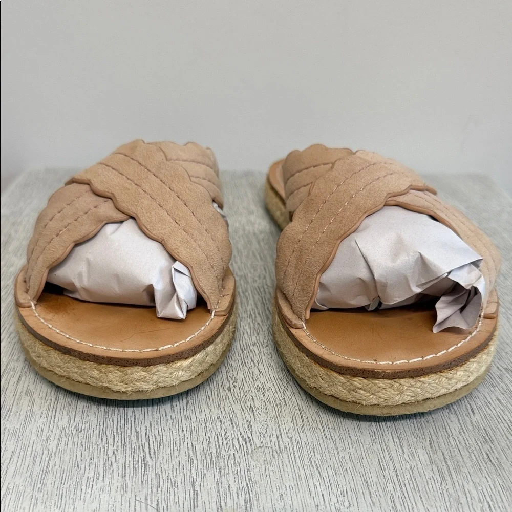 Kate Spade Size 8M Pink Scalloped Espadrille Sandals Leather